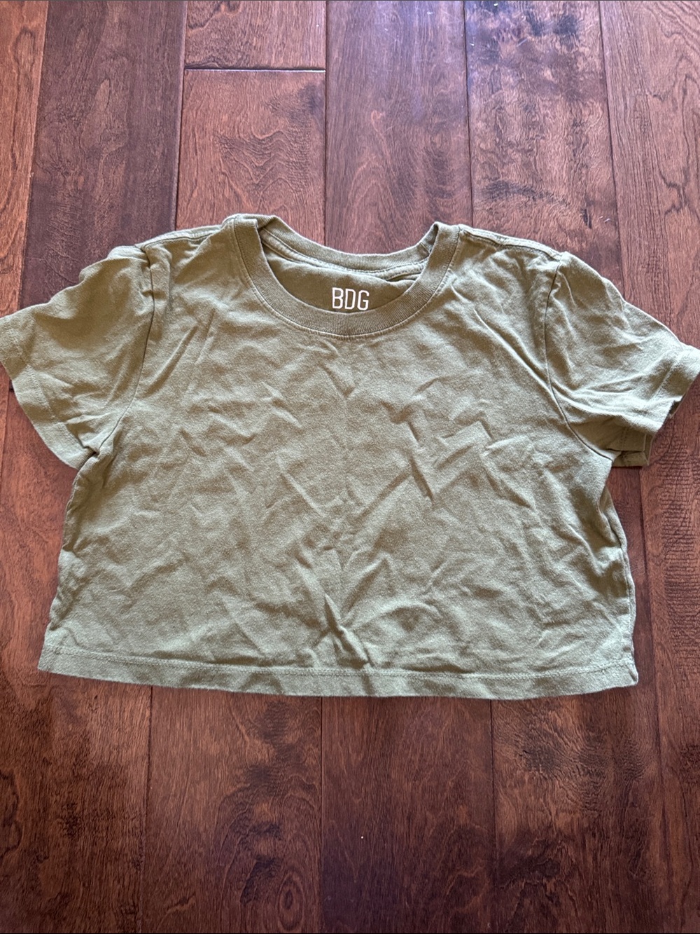 BDG Olive Cropped Crewneck Tee